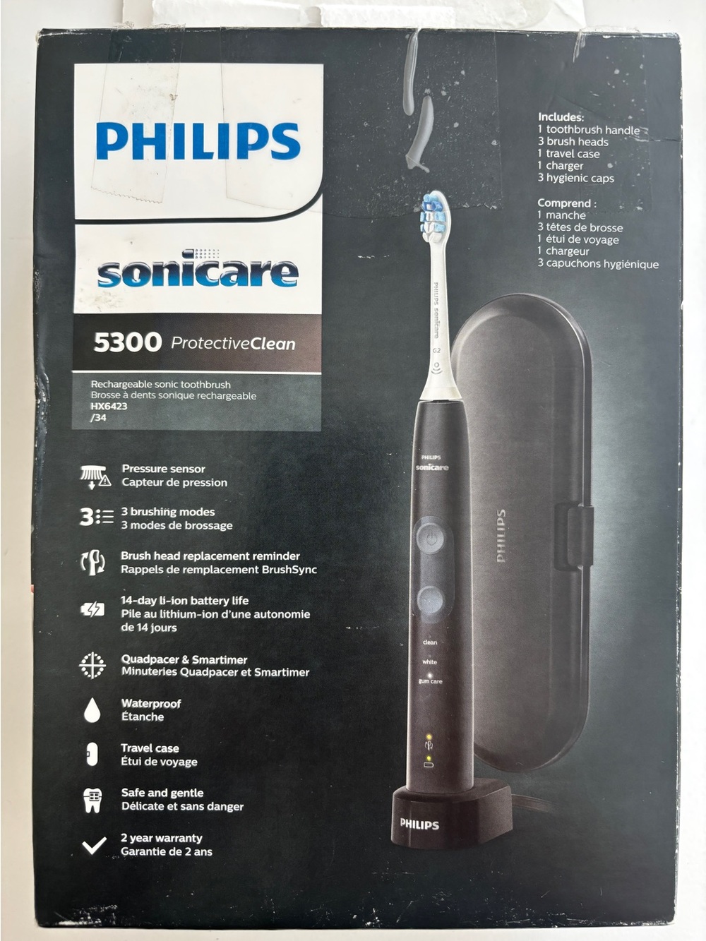 Philips Sonicare 5300 Rechargeable Sonic Toothbrush HX6423/34 Blk - Open Box New - Picture 3 of 13